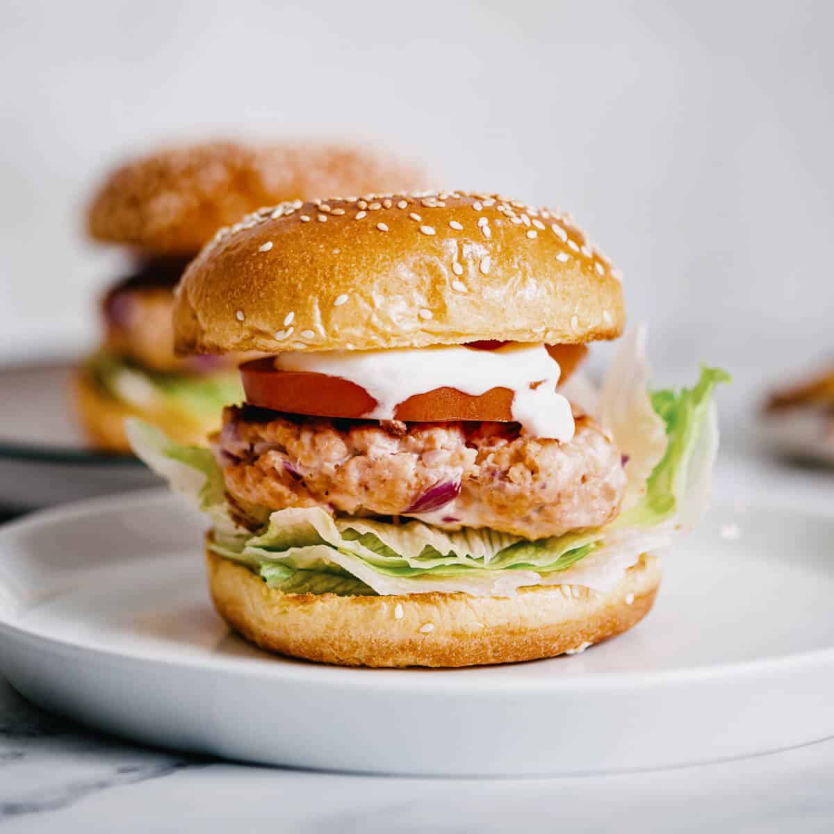Salmon Burger with Herb Aioli